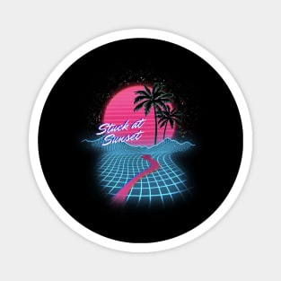 Stuck at sunset neon retrofuturism summer design Magnet